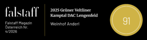 falstaff 91 Punkte für Grüner Vetliner Lengenfeld Kamptal DAC 2025 vom Weinhof Anderl